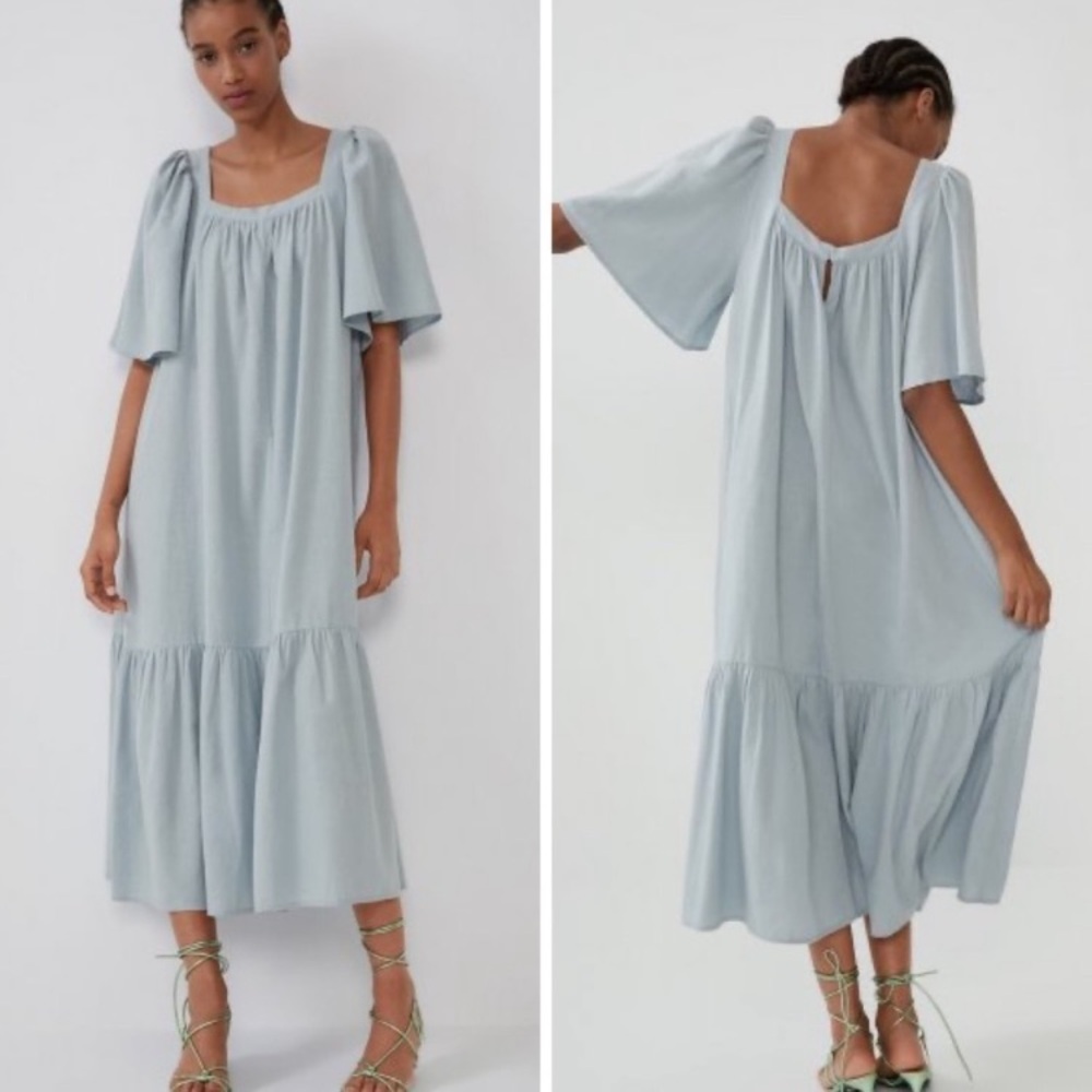 Zara flowy cotton/linen midi dress
